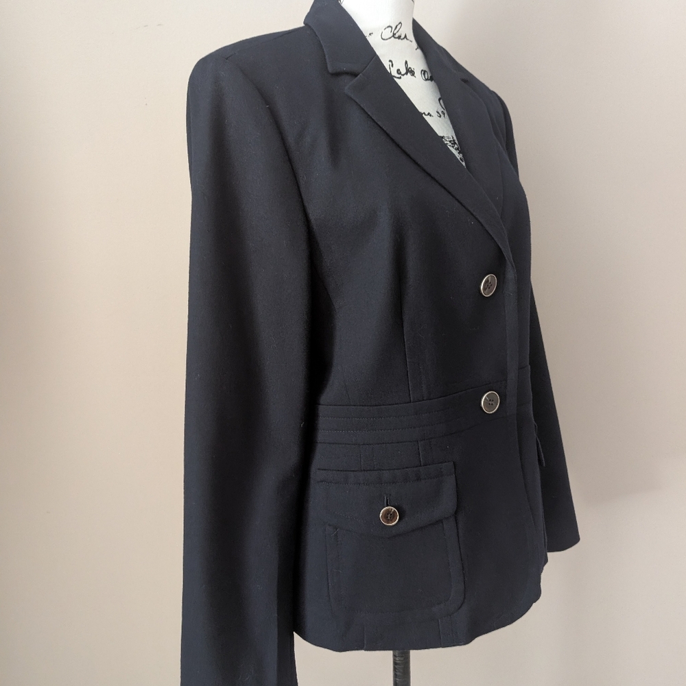 Talbots Navy Wool Blazer With Button Accents - image 2